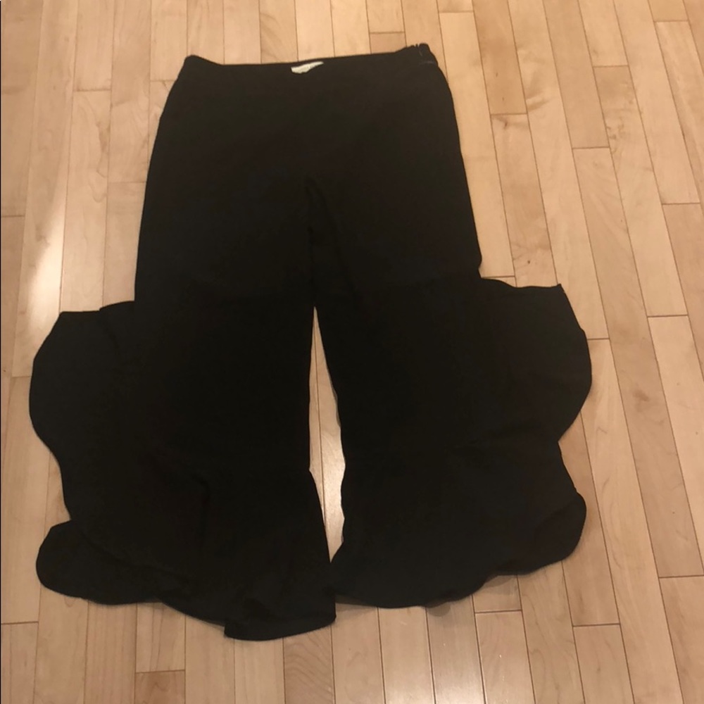 Cynthia Rowley Black Ruffle Trousers